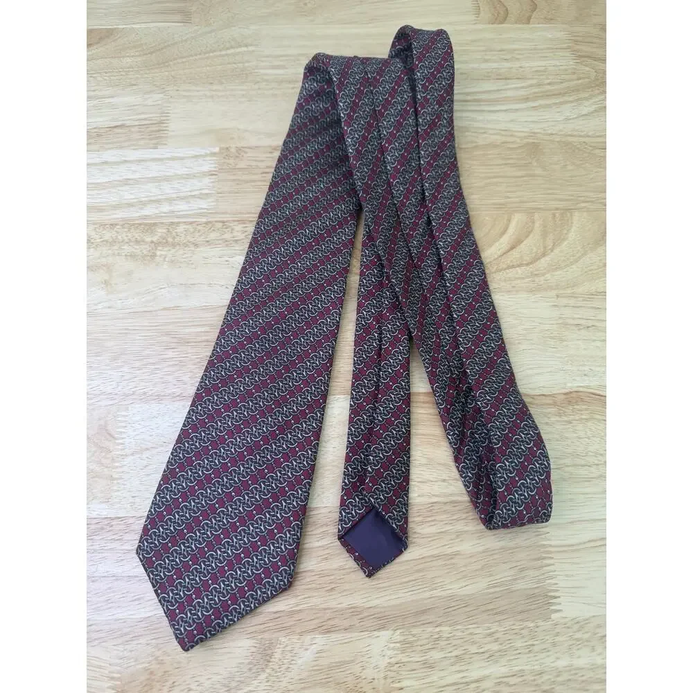 Liberty of London Men's 100% Silk Neck Tie Red Gold Geometric JL
